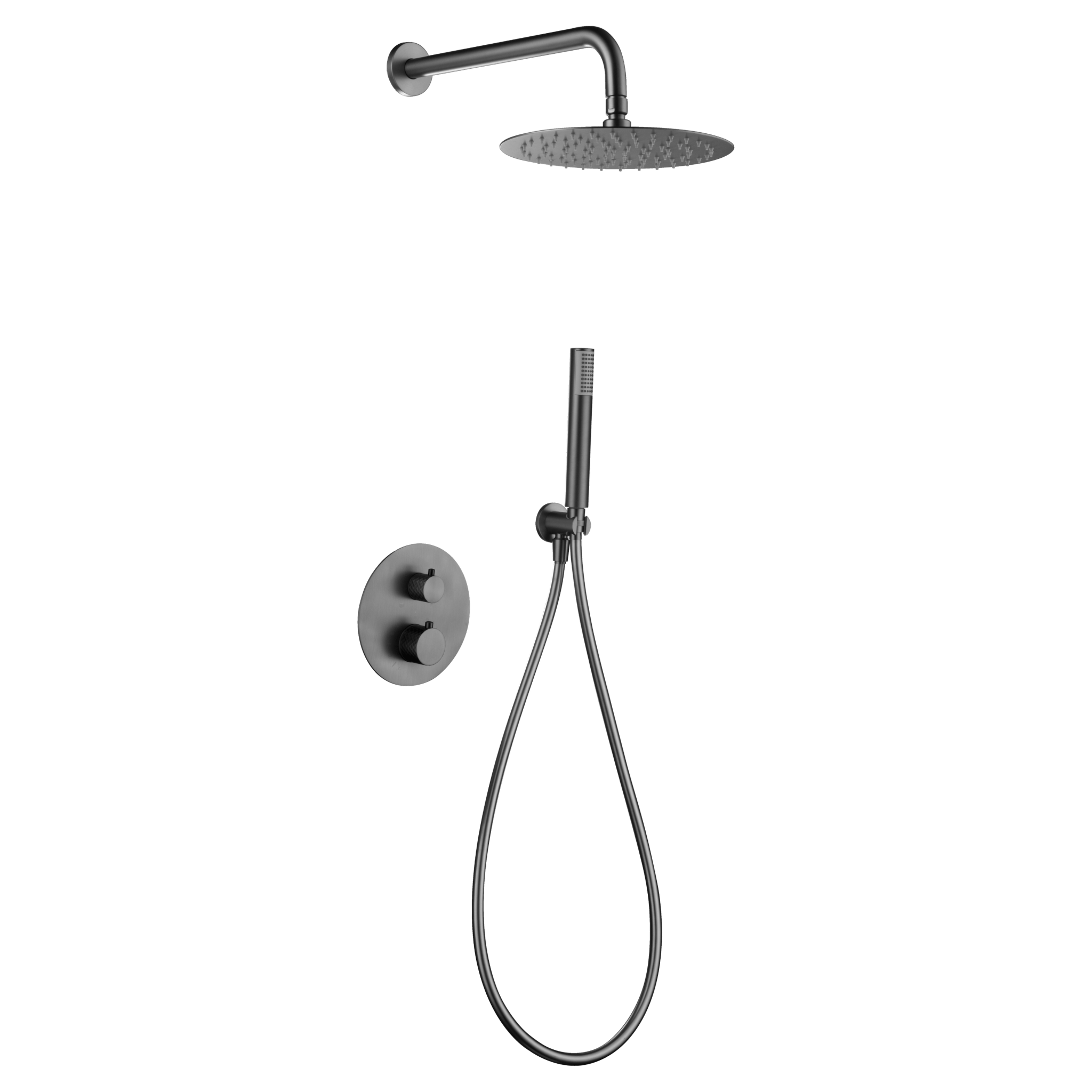 Imex - Conjunto ducha termostático empotrado Génova black gun metal - BricoandPool