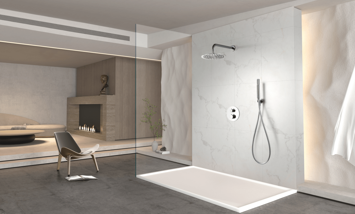 Imex - Conjunto ducha termostático empotrado Génova cromo - BricoandPool