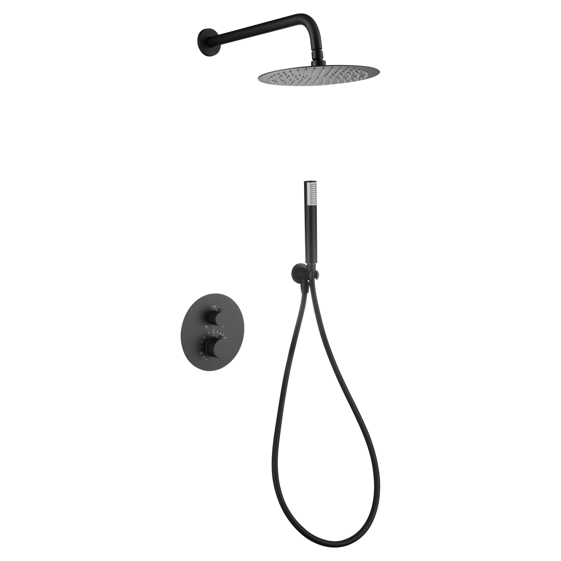 Imex - Conjunto ducha termostático empotrado Génova negro mate - BricoandPool