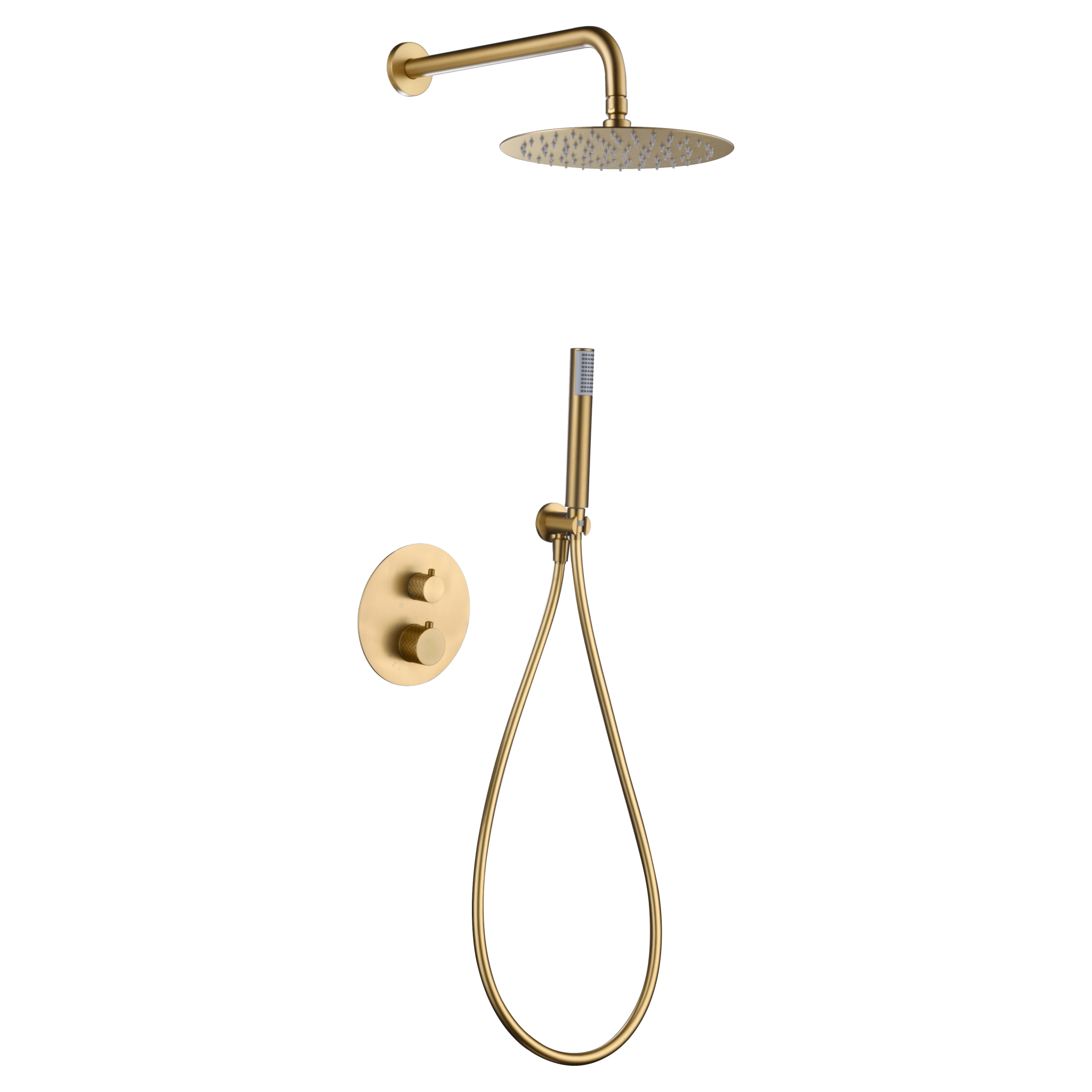 Imex - Conjunto ducha termostático empotrado Génova oro cepillado - BricoandPool