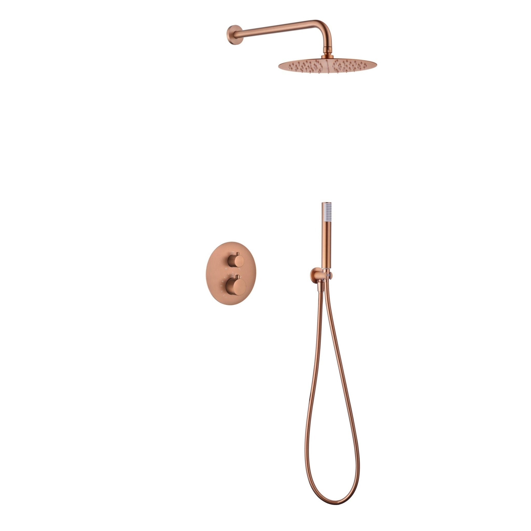 Imex - Conjunto ducha termostatico empotrado Monza oro rosa cepillado - BricoandPool