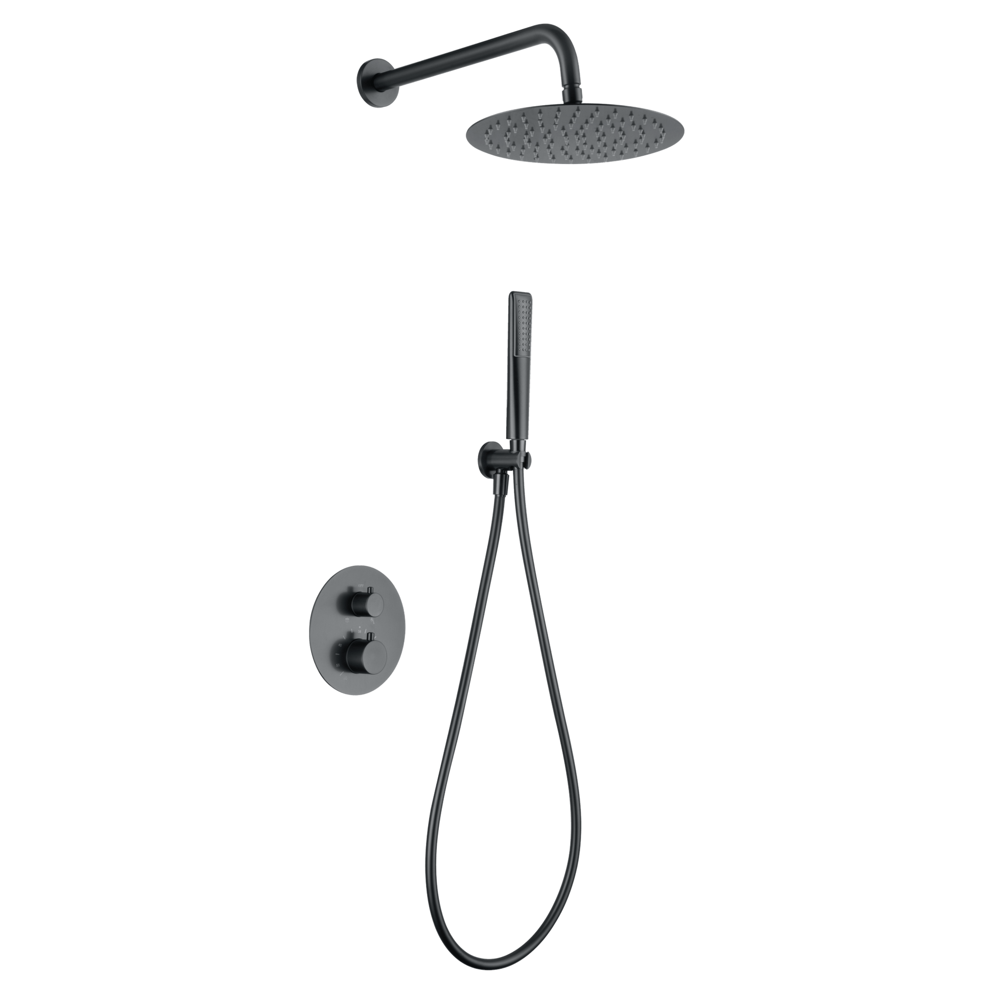 Imex - Conjunto ducha termostático empotrado Nápoles black gun metal - BricoandPool