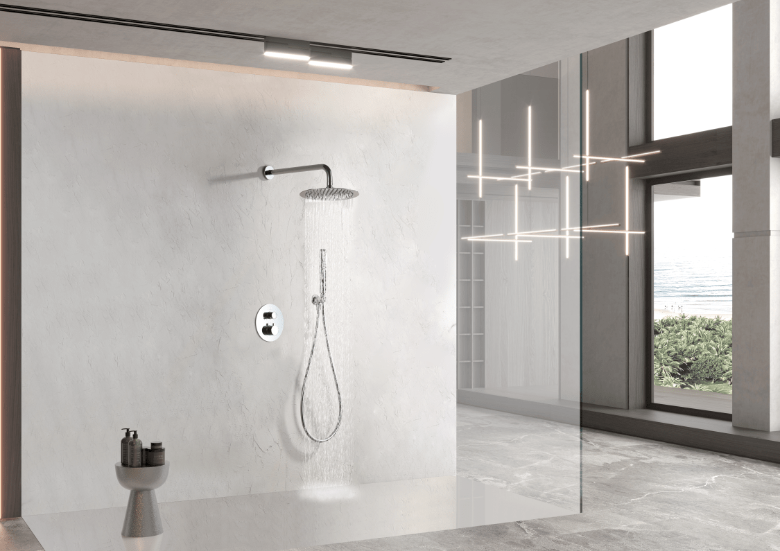 Imex - Conjunto ducha termostático empotrado Nápoles cromo - BricoandPool