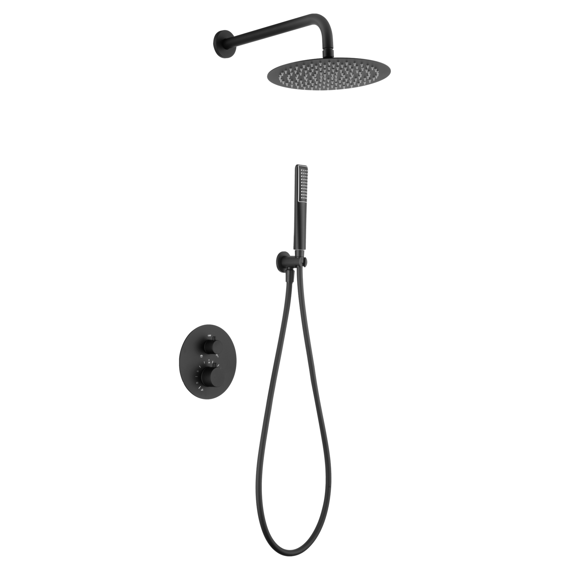 Imex - Conjunto ducha termostático empotrado Nápoles negro mate - BricoandPool