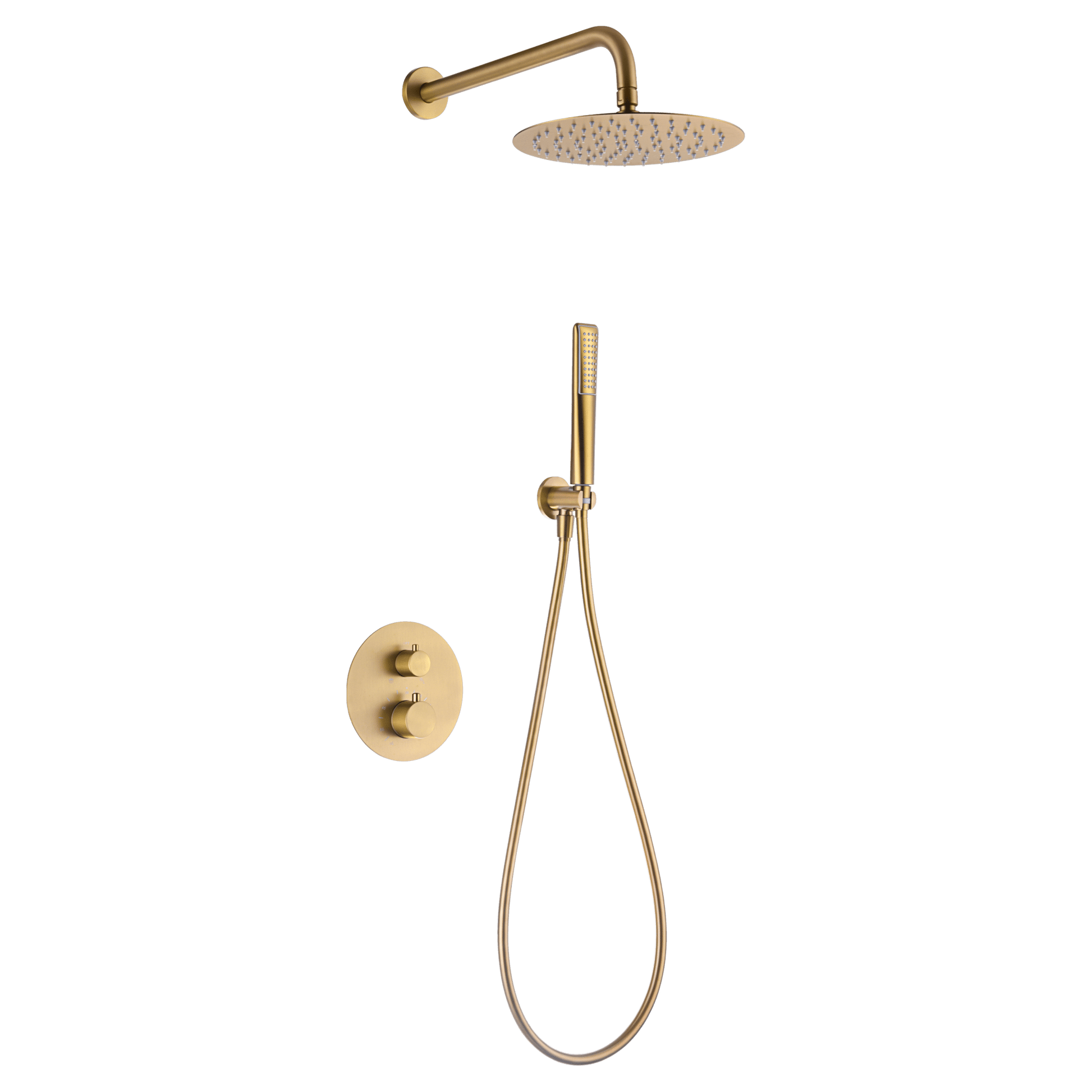 Imex - Conjunto ducha termostático empotrado Nápoles oro cepillado - BricoandPool