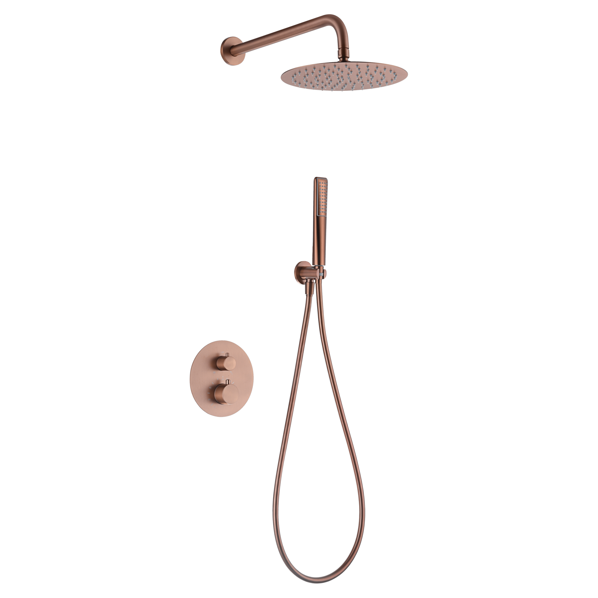 Imex - Conjunto ducha termostático empotrado Nápoles oro rosa cepillado - BricoandPool