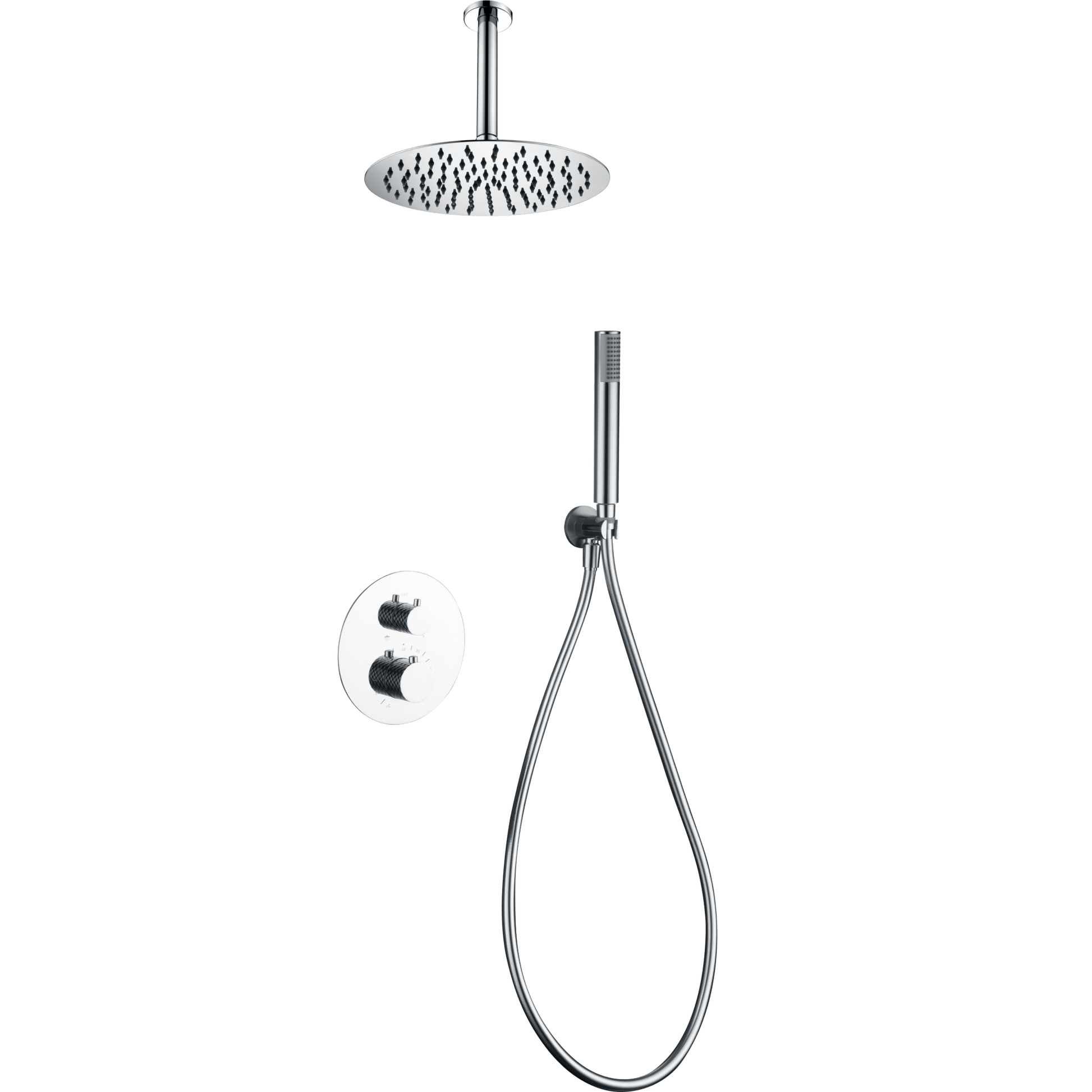 Imex - Conjunto ducha termostático empotrado Piamonte cromo - BricoandPool