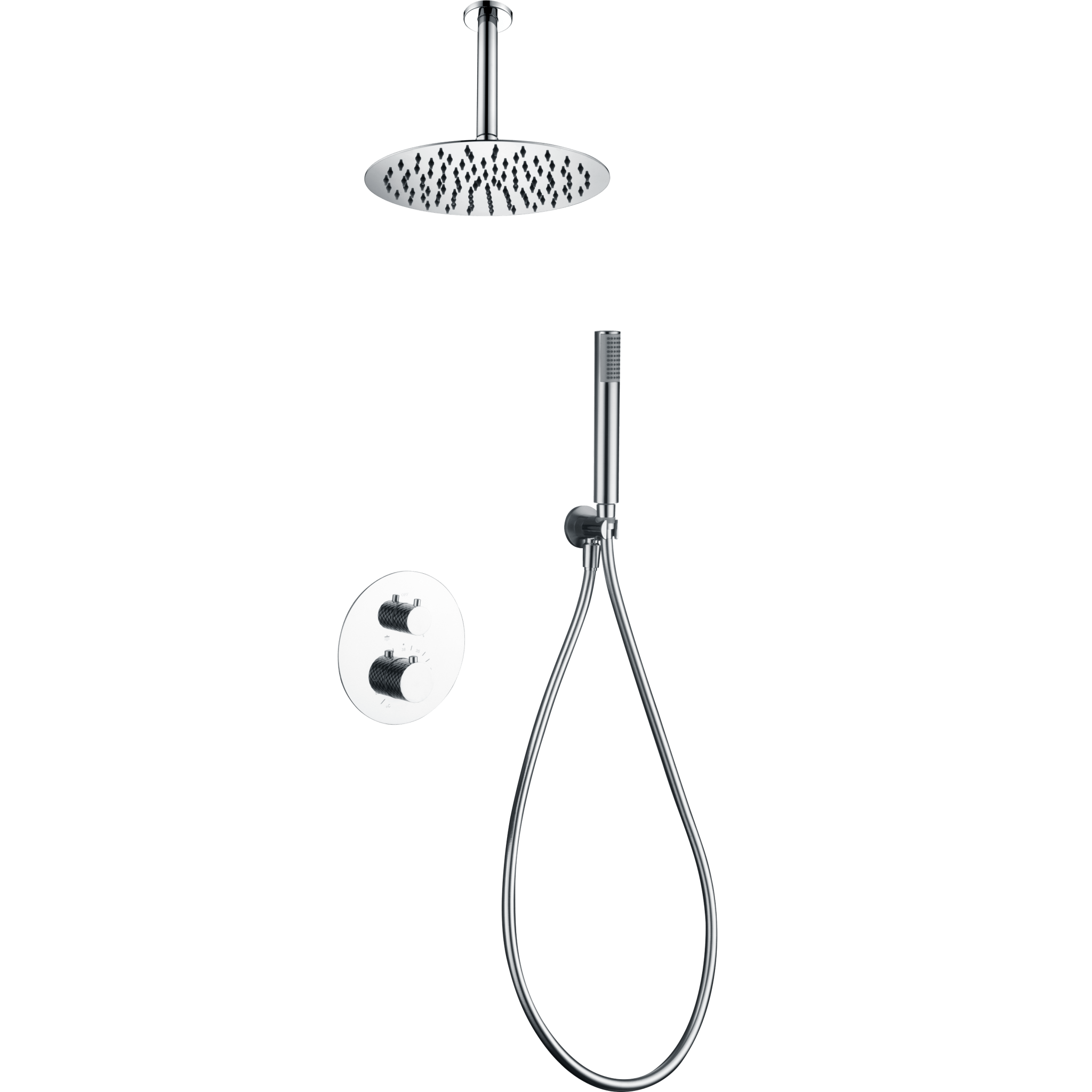 Imex - Conjunto ducha termostático empotrado Piamonte cromo - BricoandPool