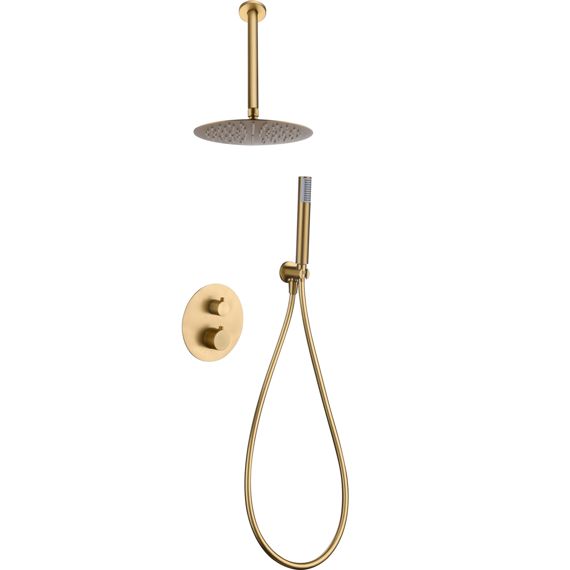 Imex - Conjunto ducha termostático empotrado Piamonte oro cepillado - BricoandPool