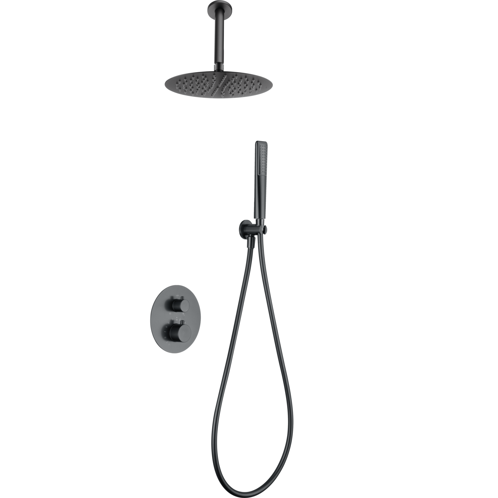 Imex - Conjunto ducha termostático empotrado Salerno black gun metal - BricoandPool