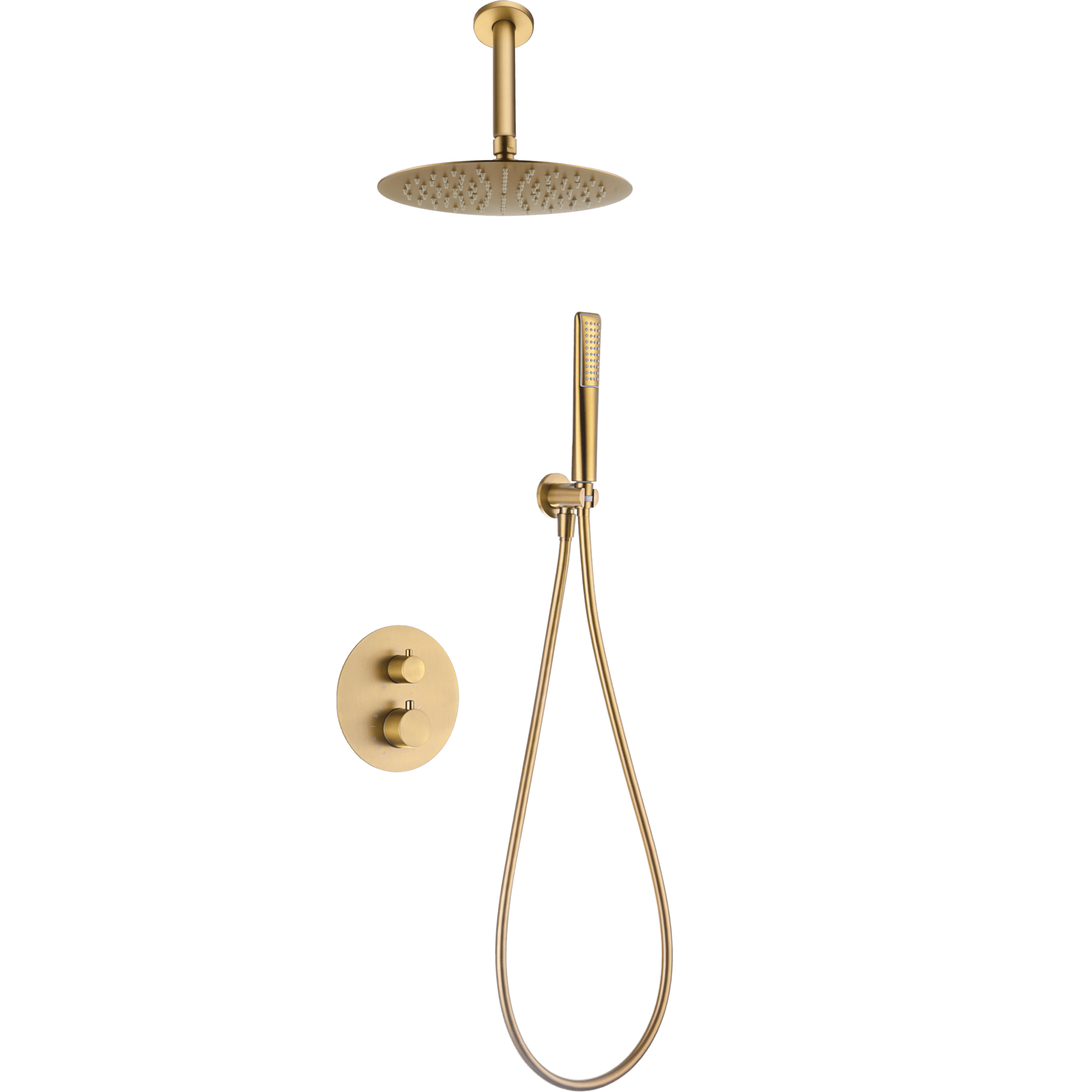 Imex - Conjunto ducha termostático empotrado Salerno oro cepillado - BricoandPool