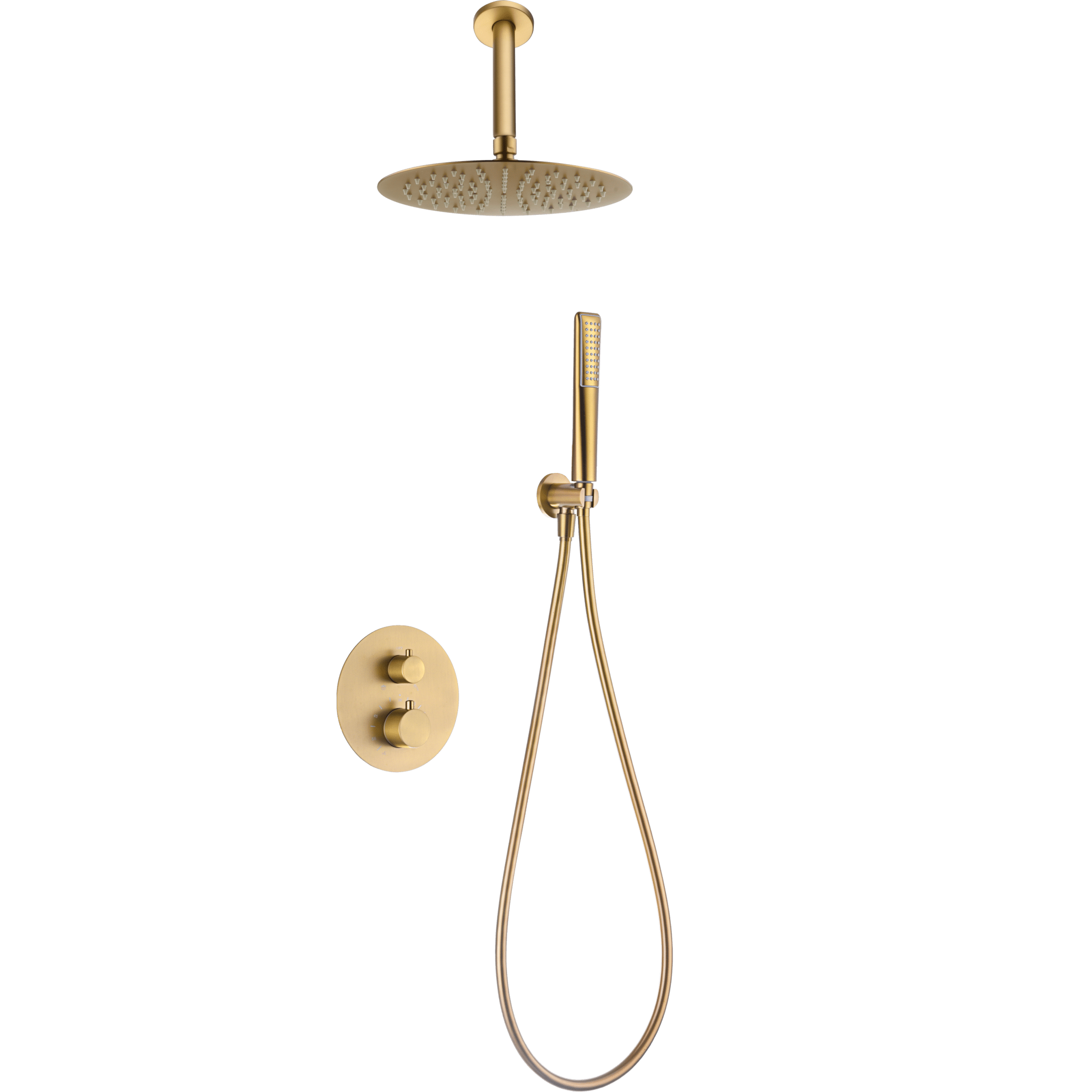 Imex - Conjunto ducha termostático empotrado Salerno oro cepillado - BricoandPool