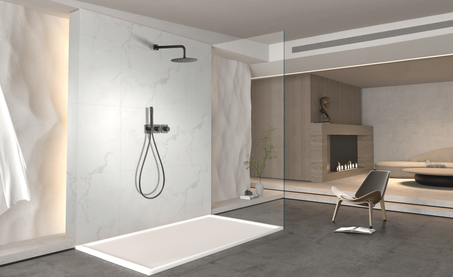 Imex - Conjunto ducha termostático empotrado Tíbet black gun metal - BricoandPool