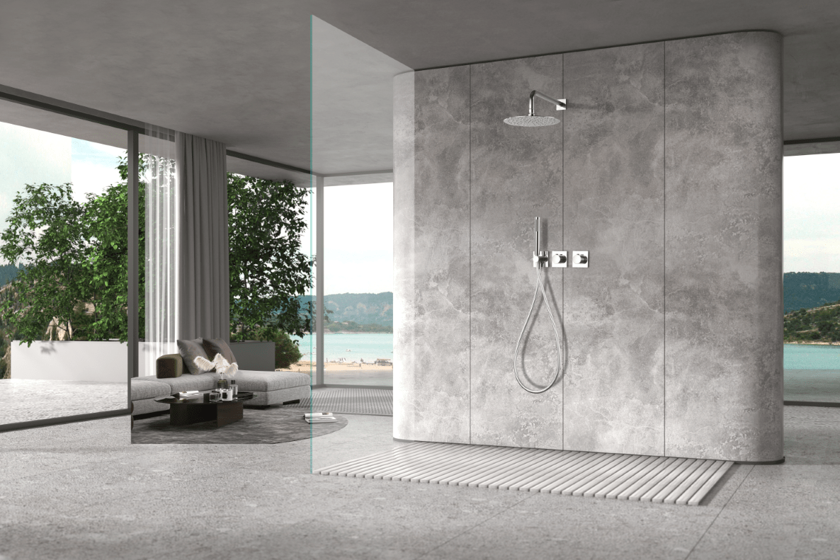 Imex - Conjunto ducha termostático empotrado Tíbet cromo - BricoandPool