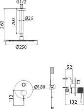 Imex - Conjunto ducha termostático empotrado Top oro rosa cepillado - BricoandPool