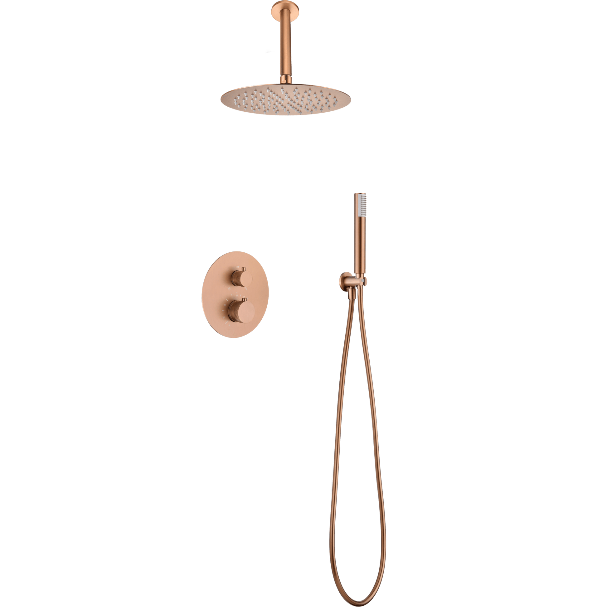 Imex - Conjunto ducha termostático empotrado Top oro rosa cepillado - BricoandPool