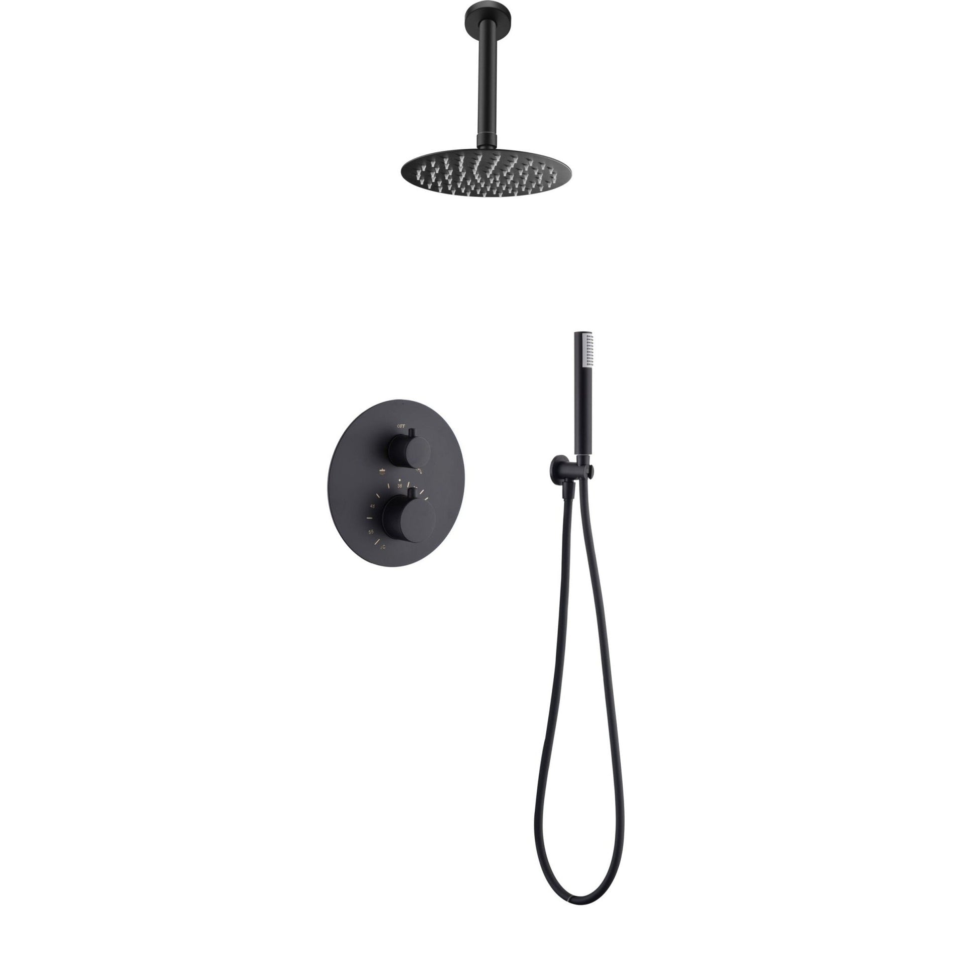 Imex - Conjunto ducha termostatico empotrado T’voli negro mate - BricoandPool