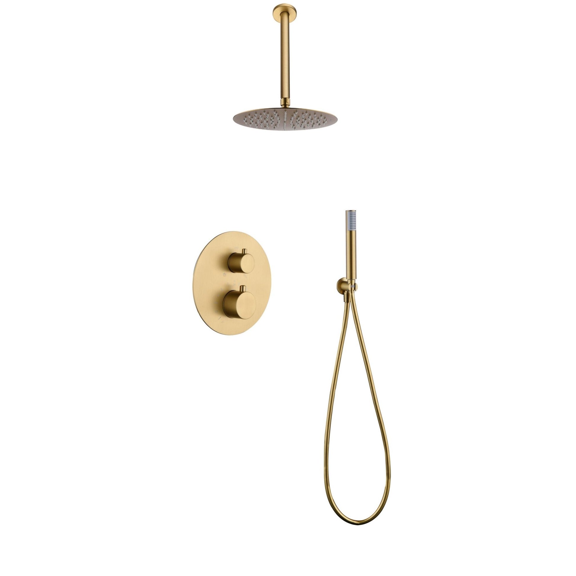 Imex - Conjunto ducha termostatico empotrado T’voli oro cepillado - BricoandPool