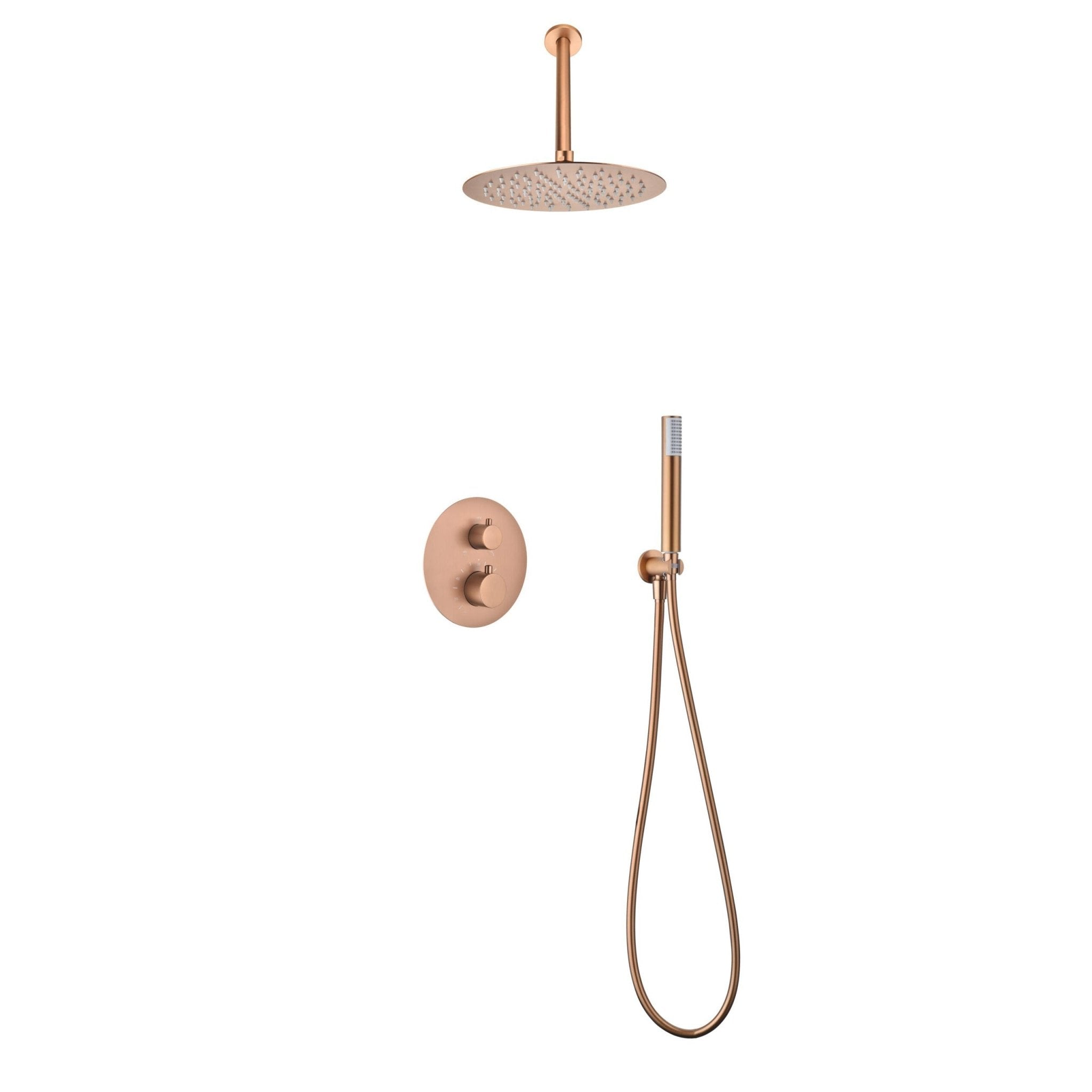 Imex - Conjunto ducha termostatico empotrado T’voli oro rosa cepillado - BricoandPool