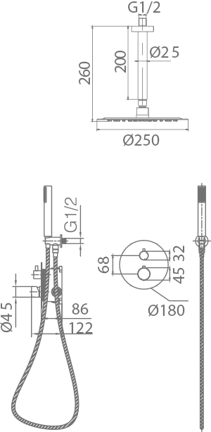 Imex - Conjunto ducha termostatico empotrado T’voli oro rosa cepillado - BricoandPool