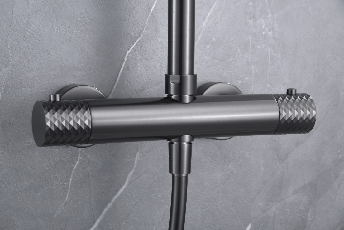 Imex - Conjunto ducha termostático Génova black gun metal - BricoandPool