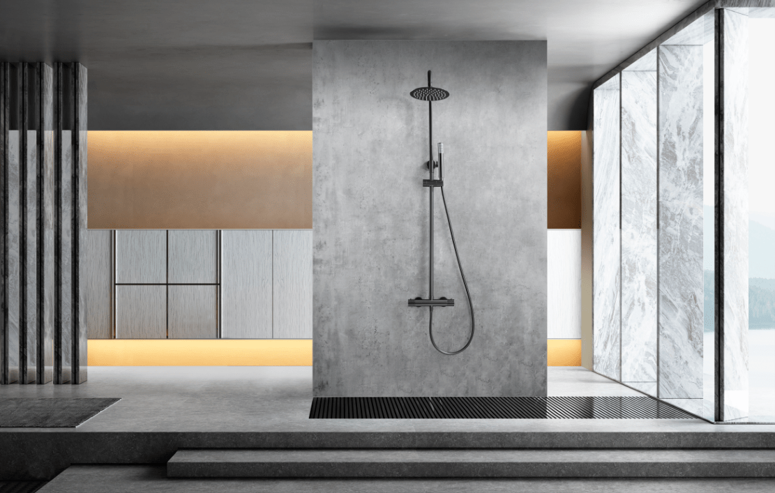 Imex - Conjunto ducha termostático Génova black gun metal - BricoandPool