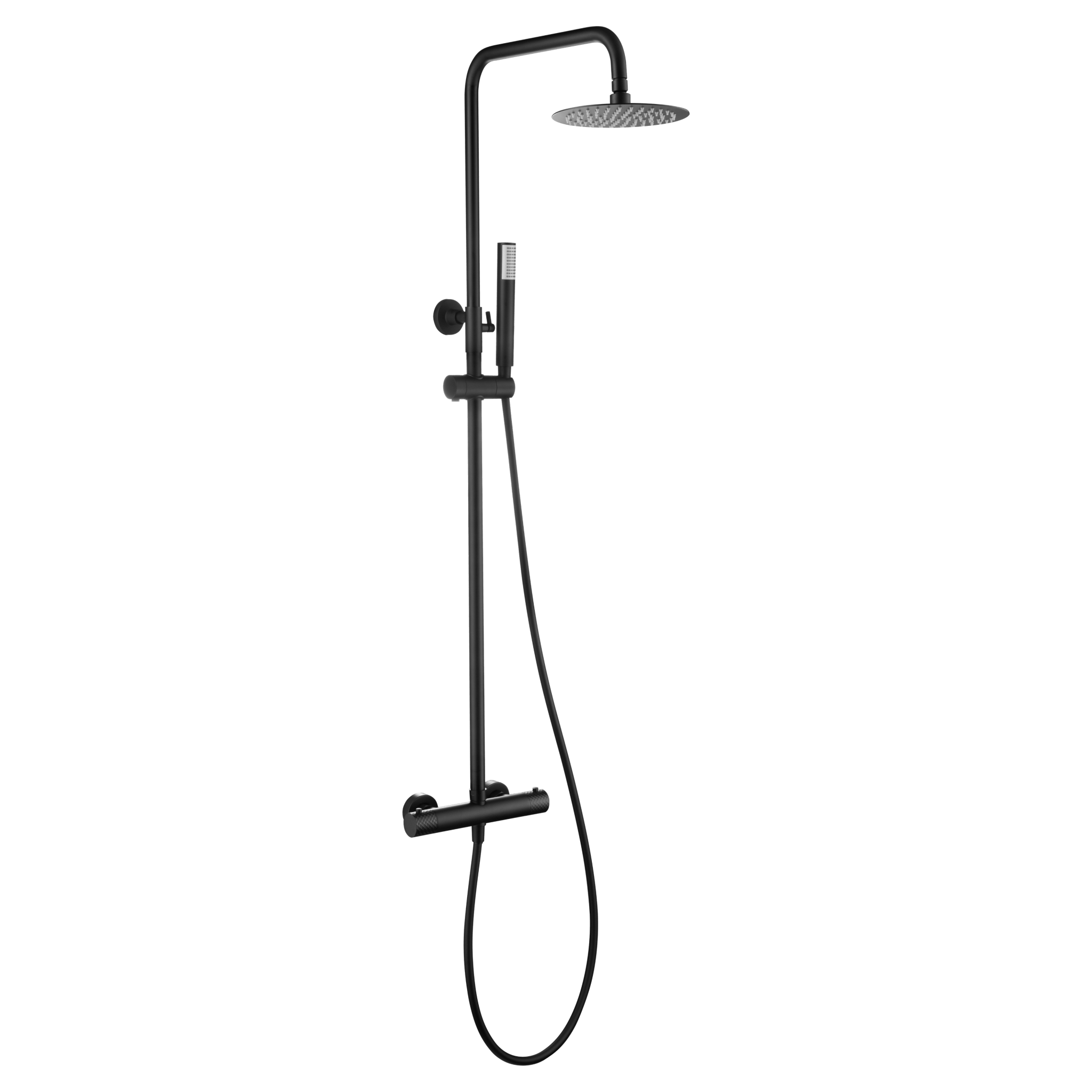 Imex - Conjunto ducha termostático Génova negro mate - BricoandPool