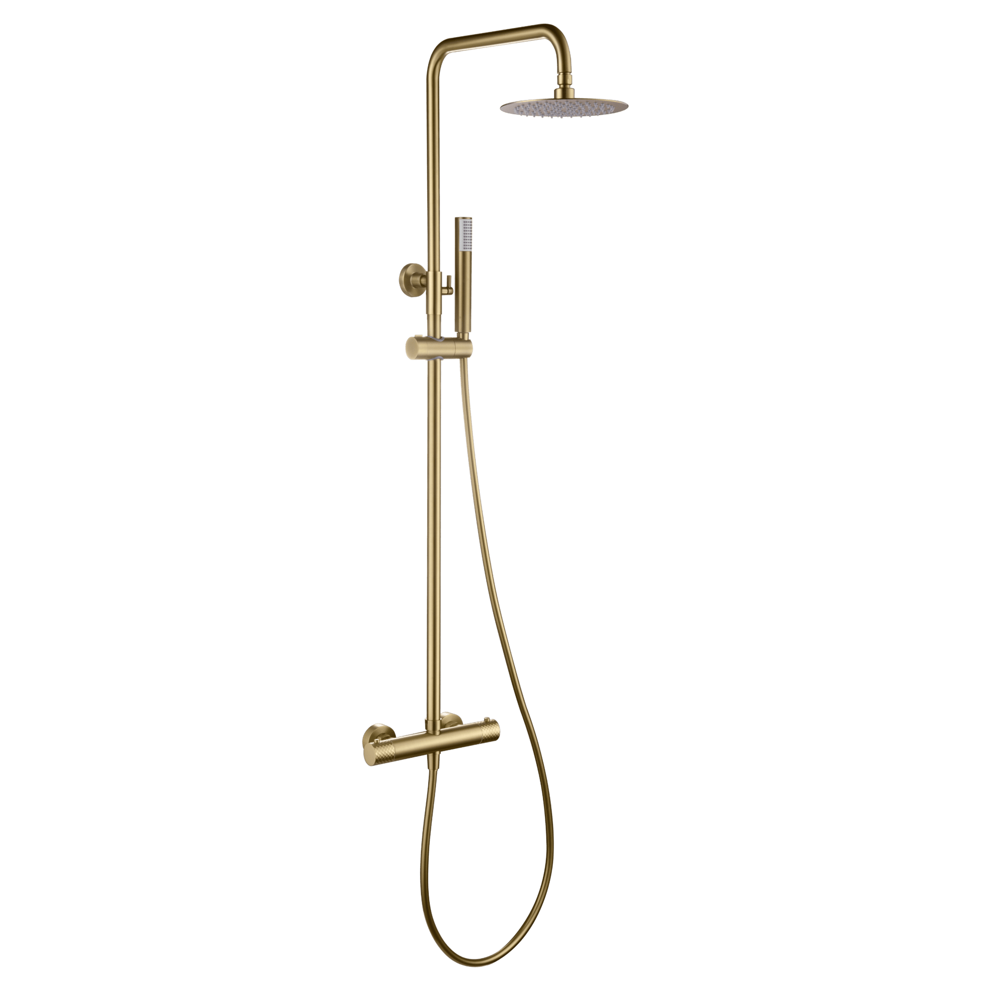 Imex - Conjunto ducha termostático Génova oro cepillado - BricoandPool