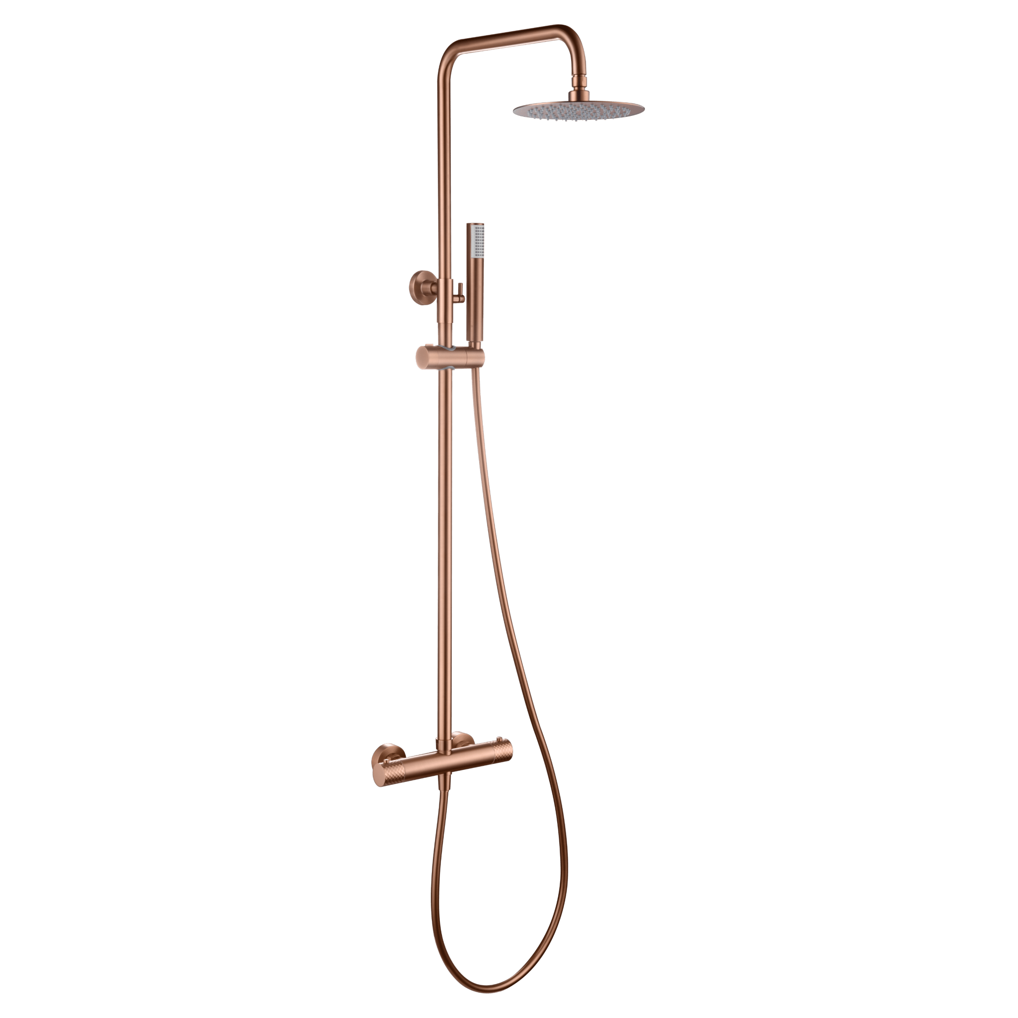 Imex - Conjunto ducha termostático Génova oro rosa cepillado - BricoandPool