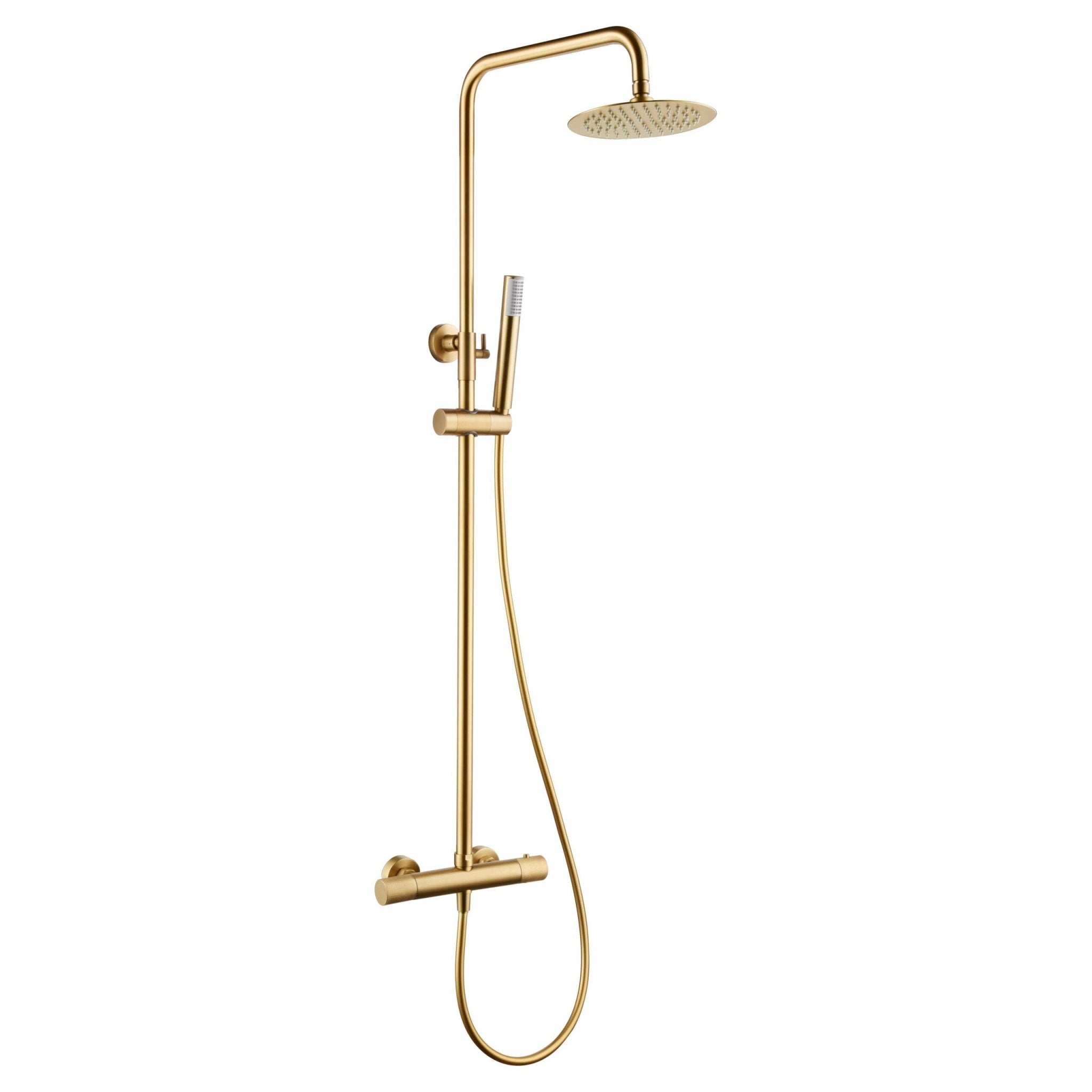 Imex - Conjunto ducha termostático Line oro cepillado - BricoandPool