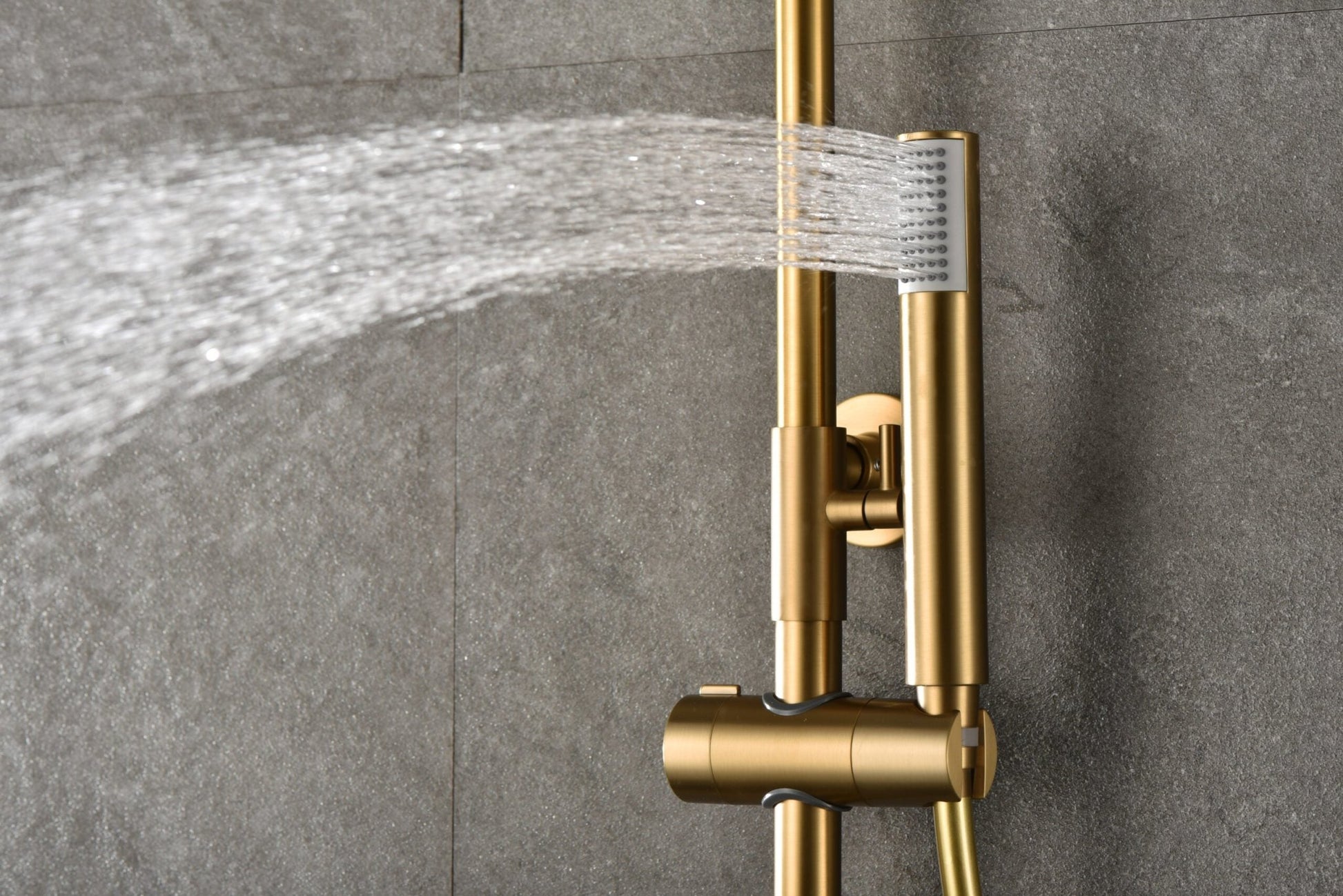 Imex - Conjunto ducha termostatico Monza oro cepillado - BricoandPool