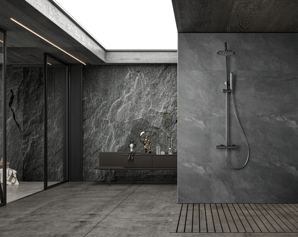 Imex - Conjunto ducha termostático Nápoles black gun metal - BricoandPool