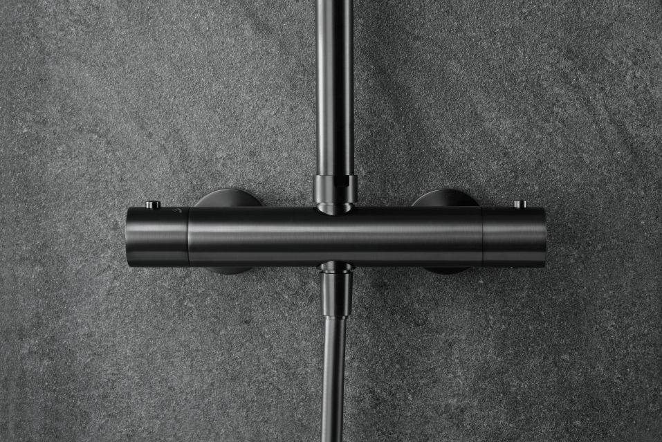 Imex - Conjunto ducha termostático Nápoles black gun metal - BricoandPool