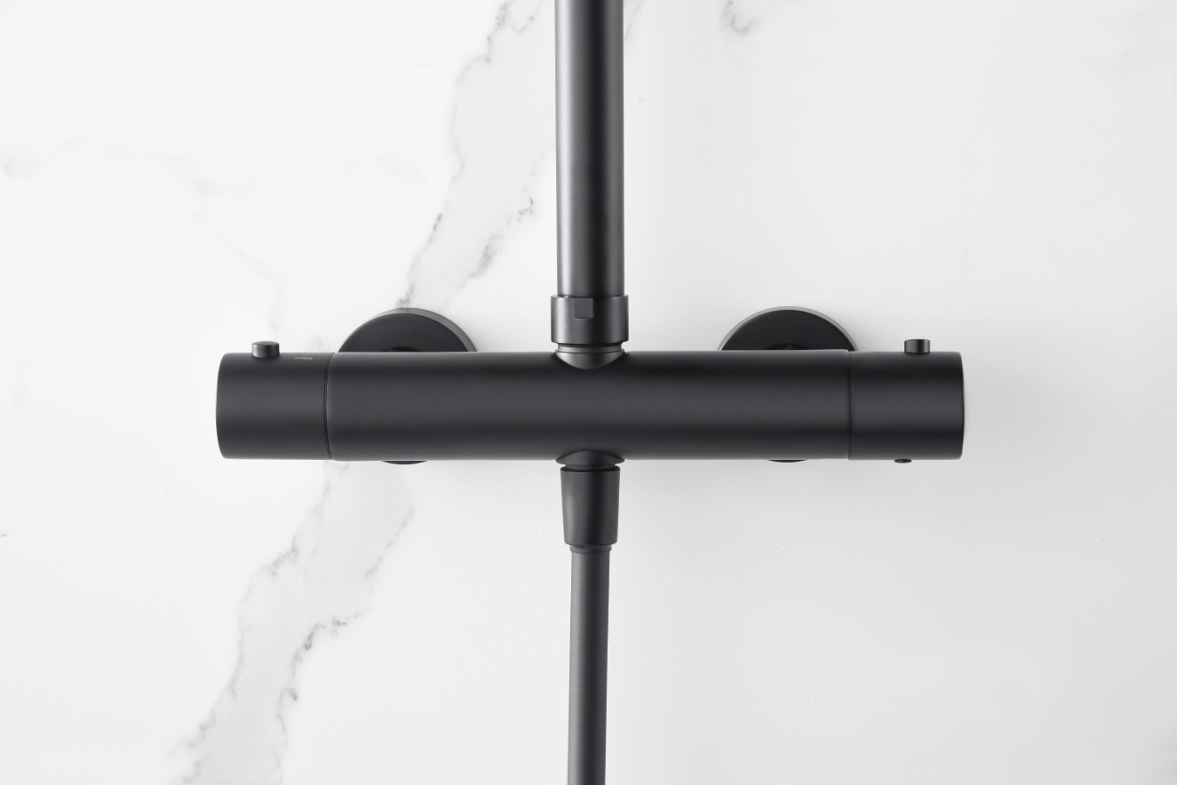 Imex - Conjunto ducha termostático Nápoles negro mate - BricoandPool