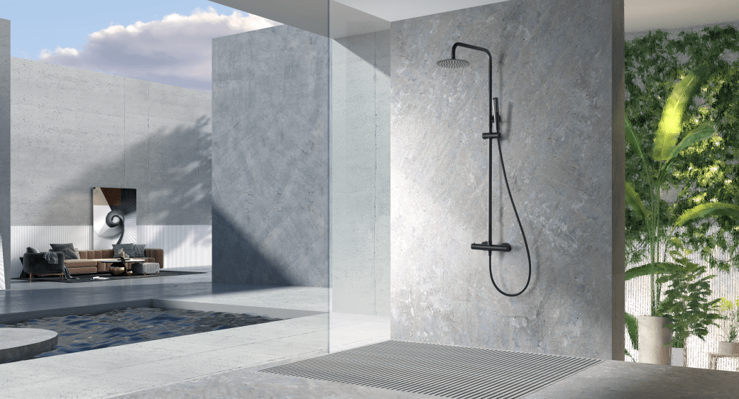 Imex - Conjunto ducha termostático Nápoles negro mate - BricoandPool