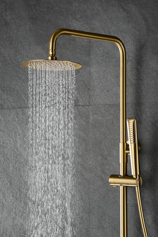 Imex - Conjunto ducha termostático Nápoles oro cepillado - BricoandPool