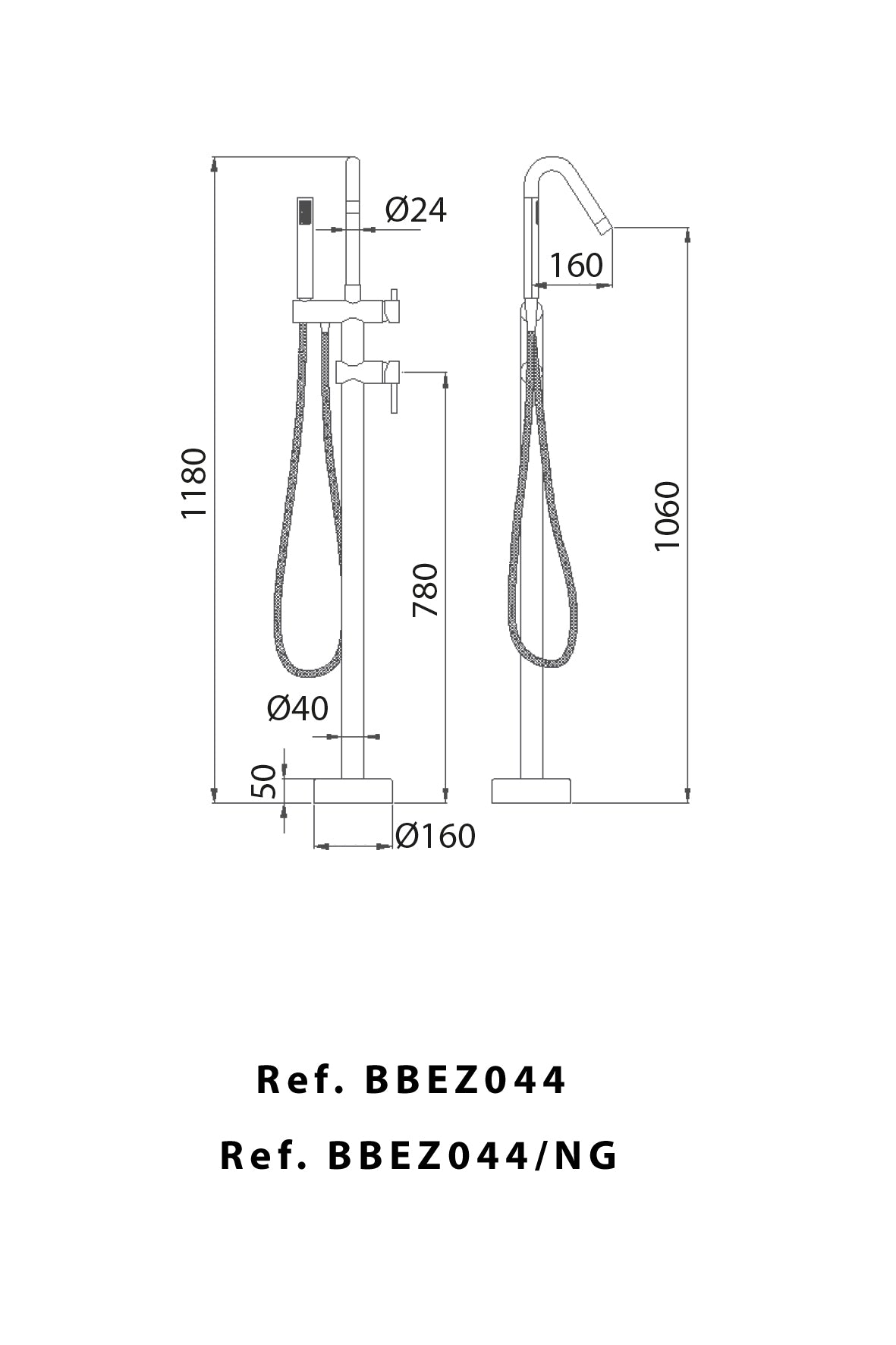 Imex - Grifo de bañera exenta Bélgica negro mate - BricoandPool