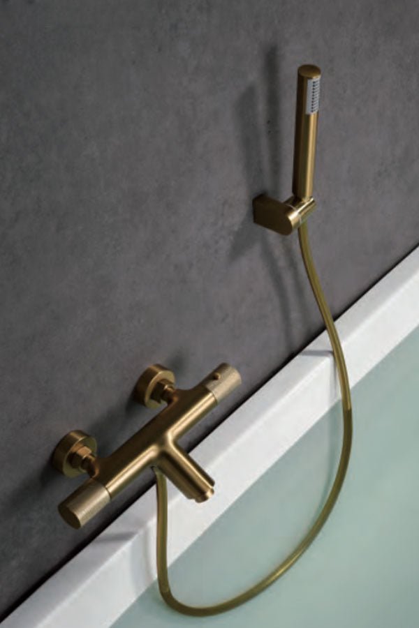 Imex - Grifo de baño/ducha termostático Line oro cepillado - BricoandPool