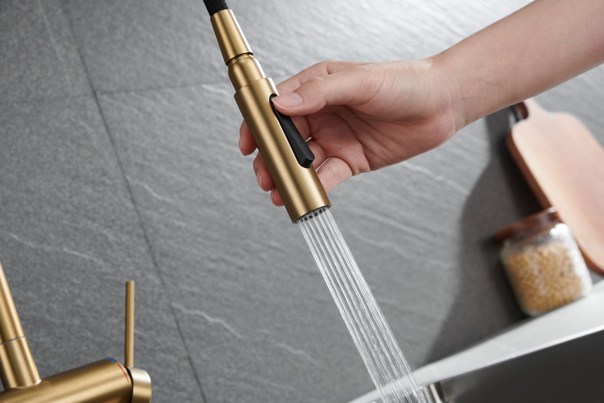 Imex - Grifo de cocina BERNA oro cepillado - BricoandPool