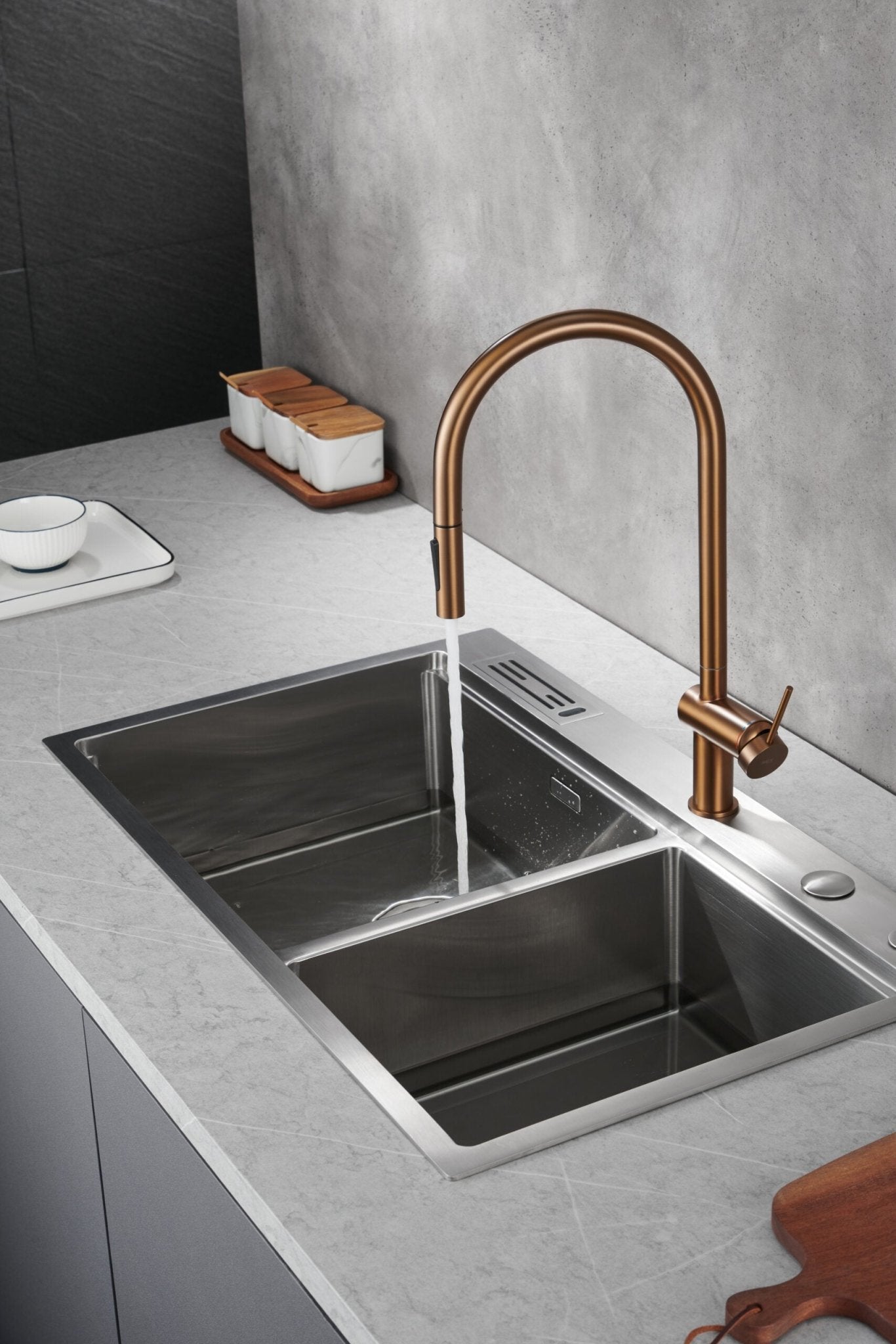 Imex - Grifo de cocina BERNA oro rosa cepillado - BricoandPool