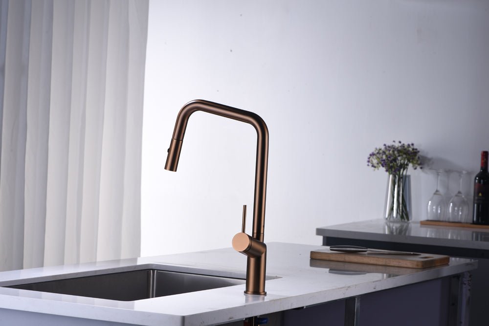 Imex - Grifo de cocina BONN oro rosa cepillado - BricoandPool