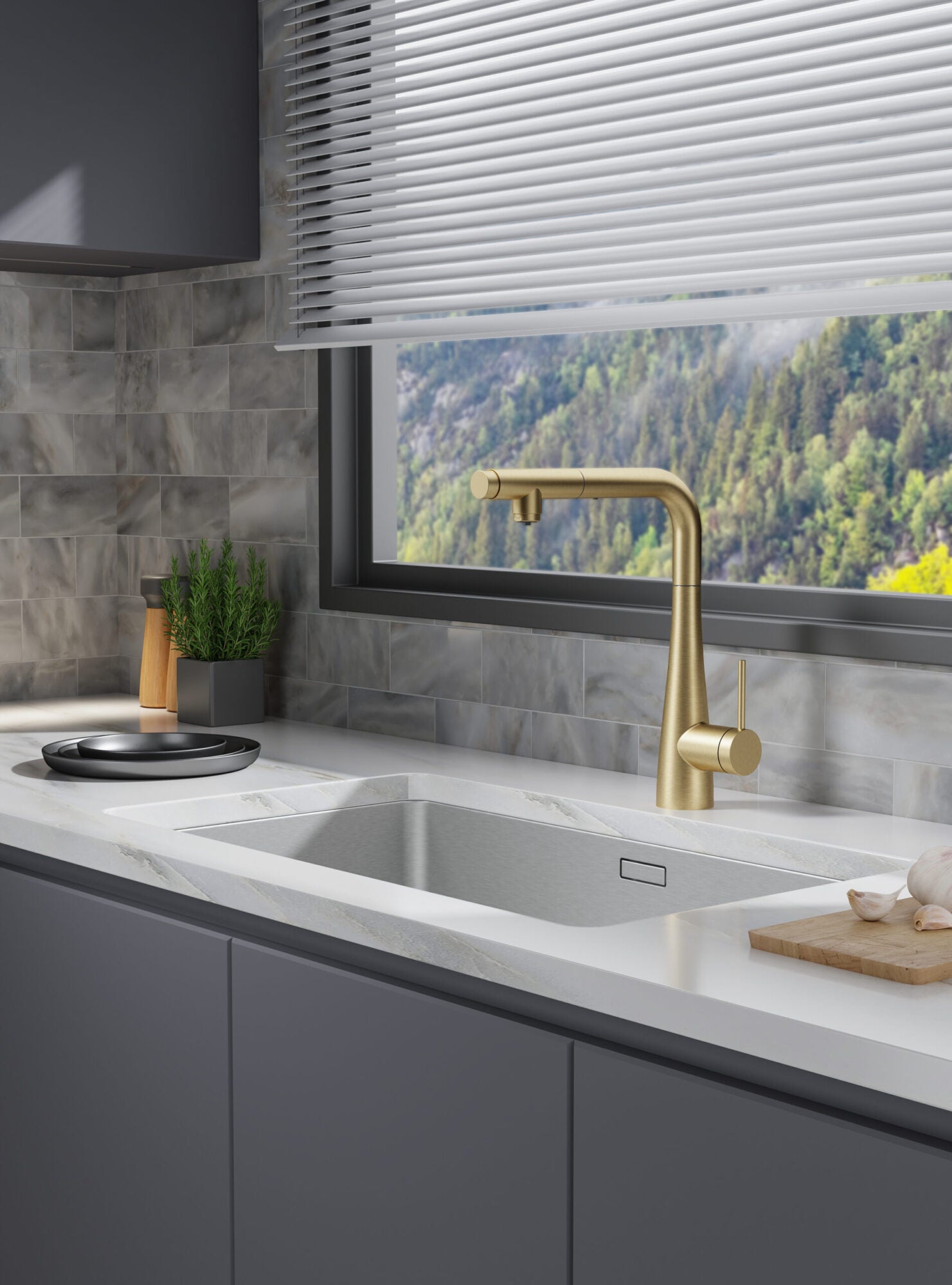 Imex - Grifo de cocina SPLIT para osmosis oro cepillado - BricoandPool