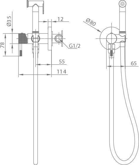 Imex - Grifo empotrado de bidé Line black gun metal - BricoandPool