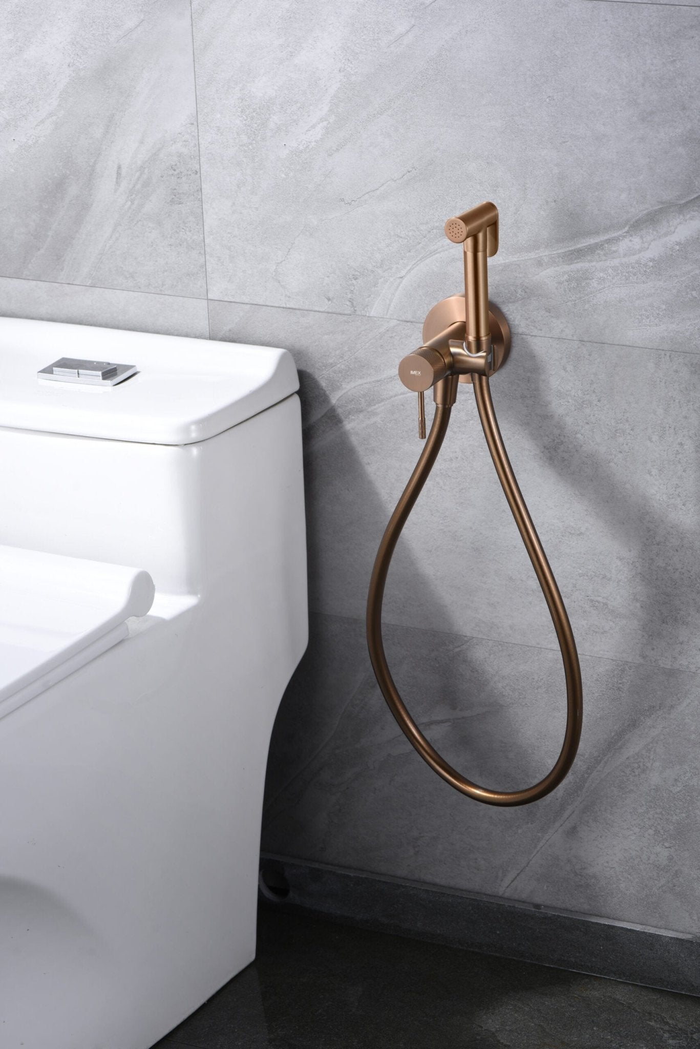 Imex - Grifo empotrado de bidé Line oro rosa cepillado - BricoandPool