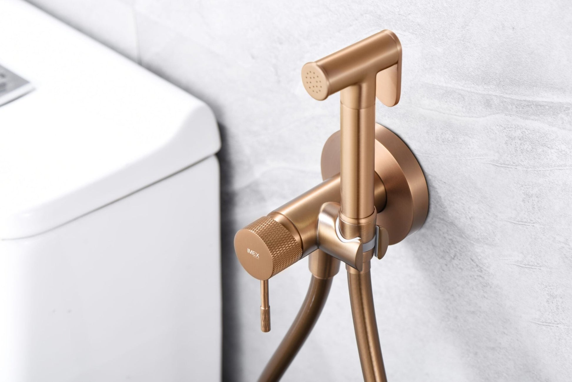 Imex - Grifo empotrado de bidé Line oro rosa cepillado - BricoandPool