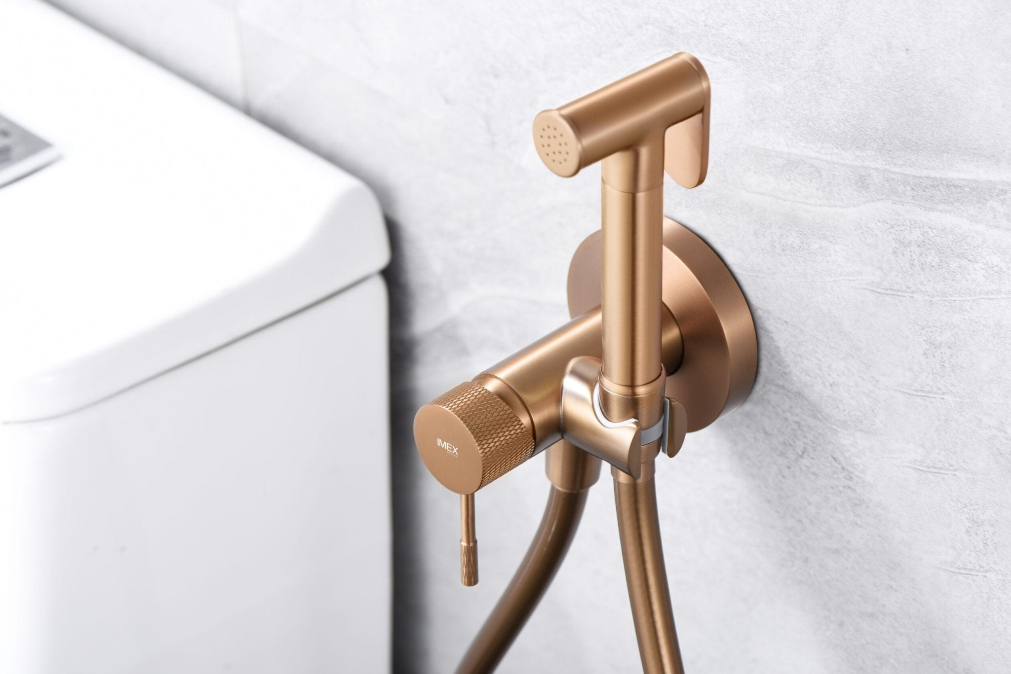 Imex - Grifo empotrado de bidé Line oro rosa cepillado - BricoandPool