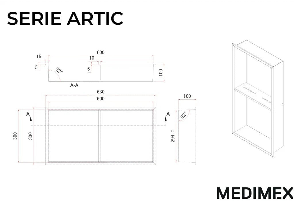 Imex - Hornacina Artic con estante negro mate - BricoandPool