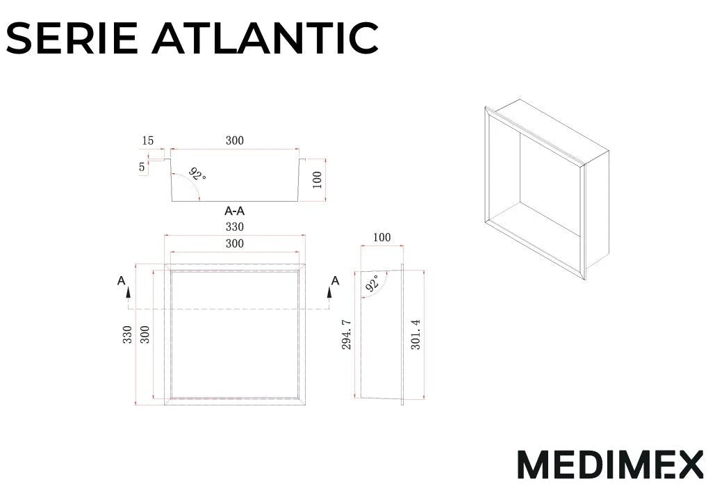 Imex - Hornacina cuadrada Atlantic níquel cepillado - BricoandPool