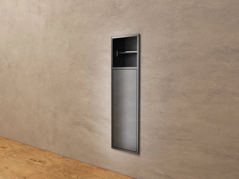 Imex - Hornacina Egean con puerta y portarrollos black gun metal - BricoandPool