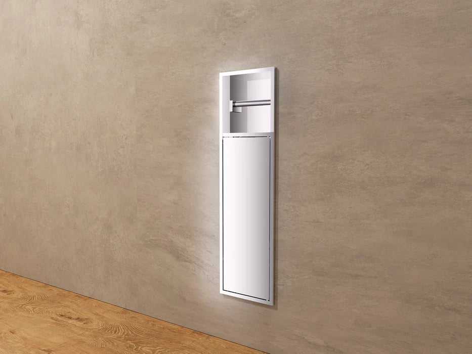 Imex - Hornacina Egean con puerta y portarrollos níquel cepillado - BricoandPool